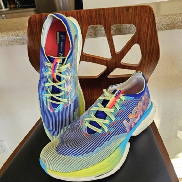 Hoka Cielo X1 Carbon Fiber Plate Evening Sky/Lettuce Ultra-Fast Road Racer Shoes - Picture 2 of 10